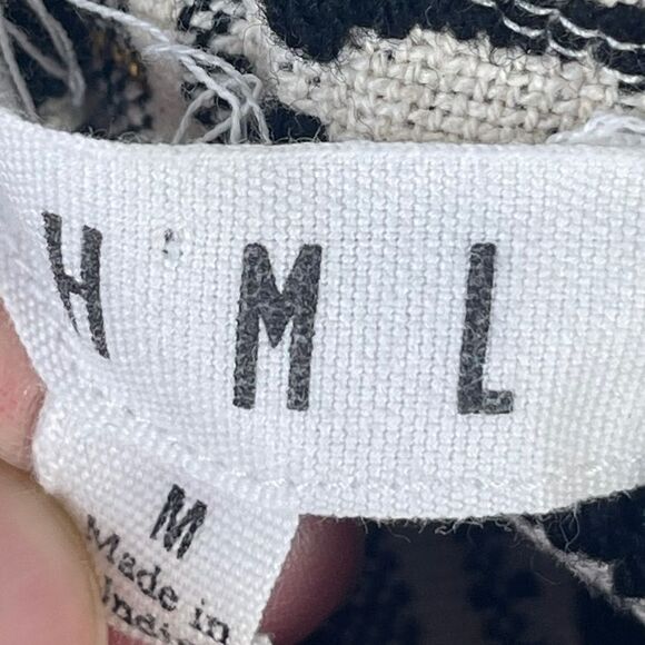 THML Woven/Embroidered Ruffle Sleeve Crop Top Cream/Black/Gold Sz M - Picture 6 of 8